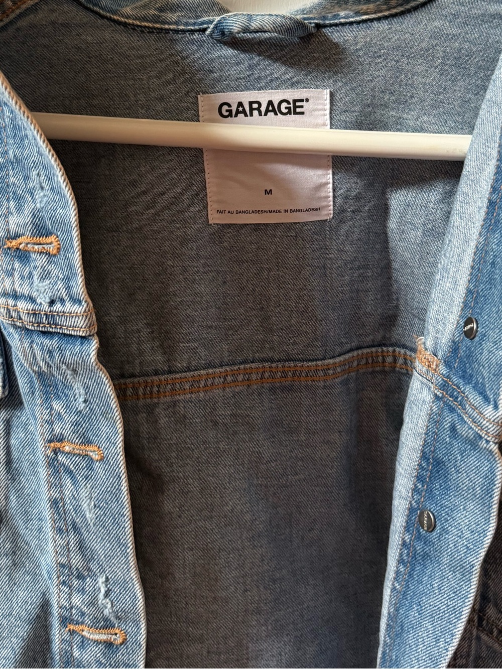 Garage Light Blue Cropped Denim Jacket with Raw Hem - Picture 2 of 3
